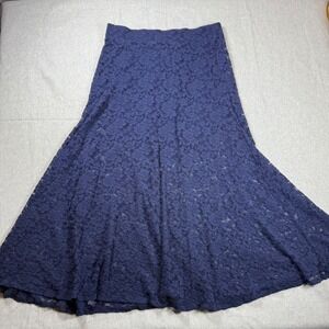 Torrid Navy Blue Floral Lace Maxi Skirt Womens Plus Size 0 Lined A-Line Stretch